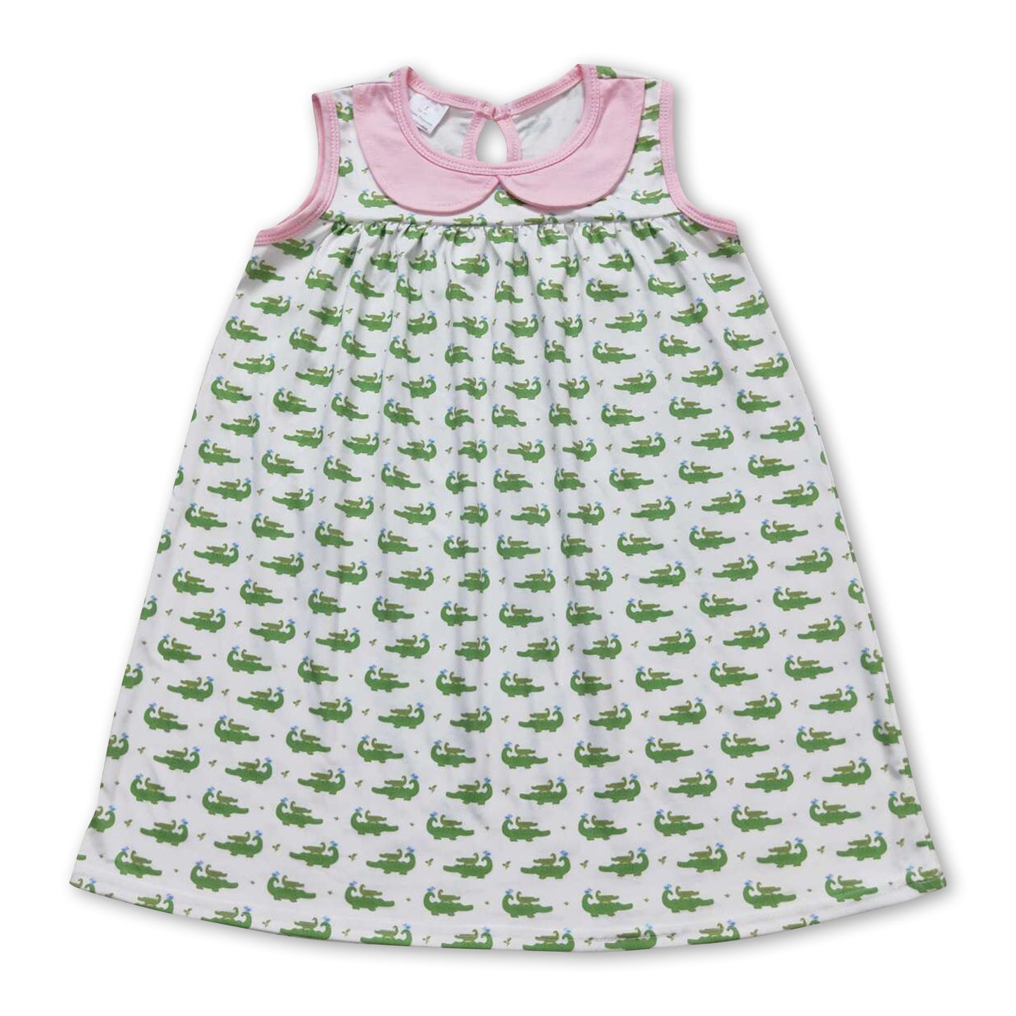 Pink sleeveless crocodile baby girls summer dress