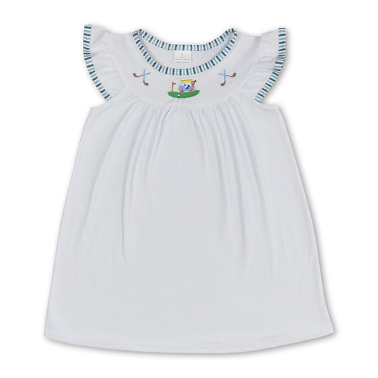 White flutter sleeves golf baby girls summer dress