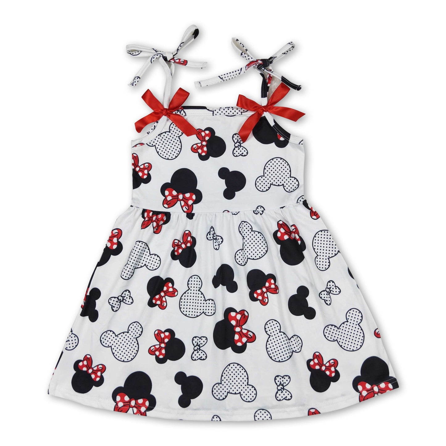 Straps white mouse baby girls summer dress