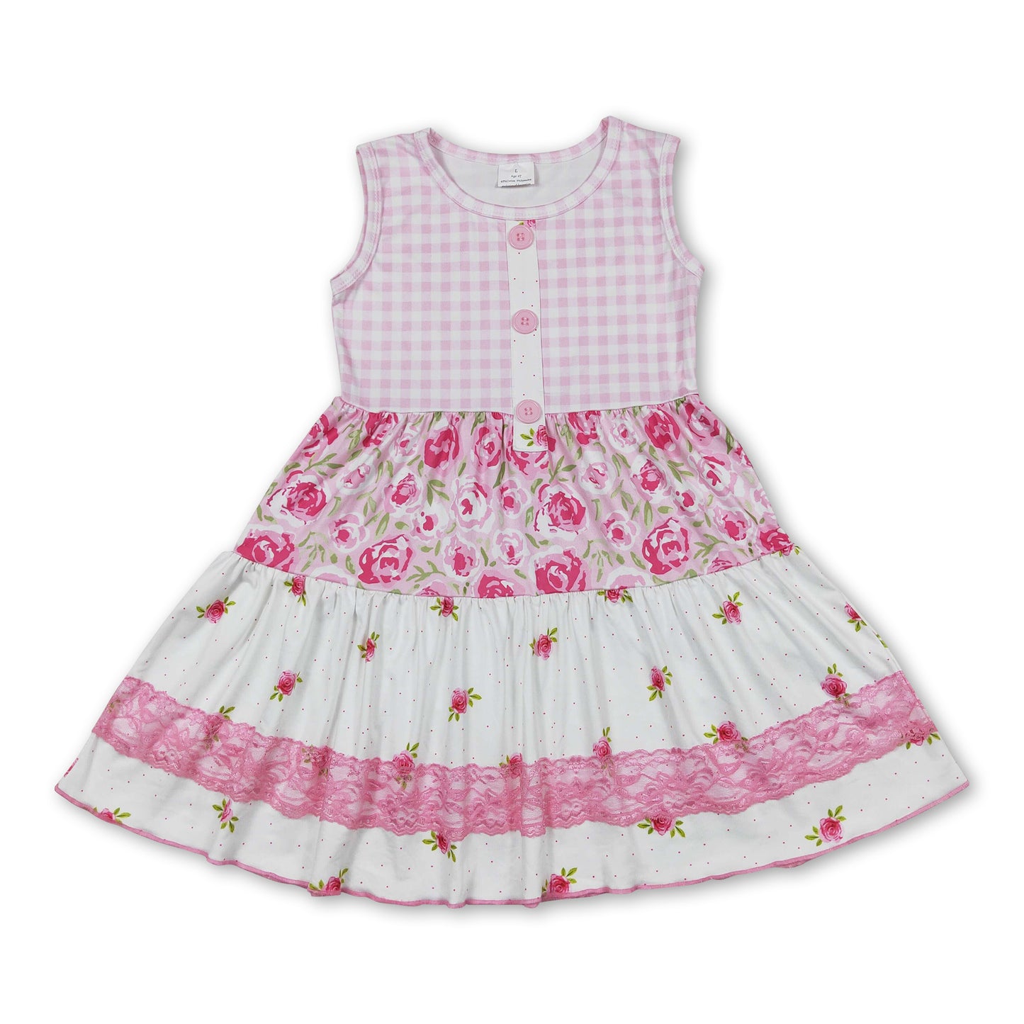 Sleeveless floral patchwork baby girls dresses