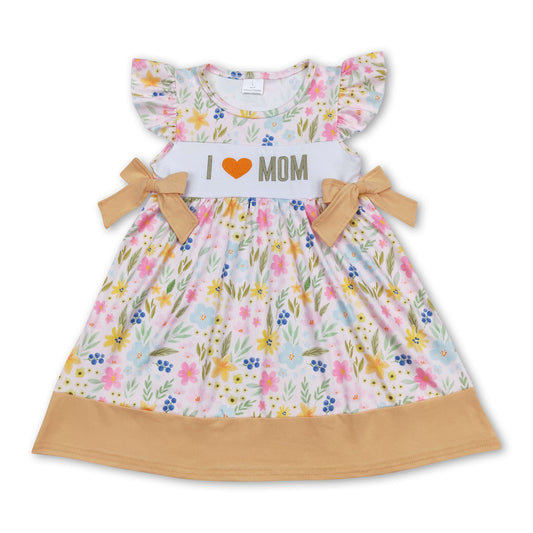 I love MOM bows floral baby girls dresses