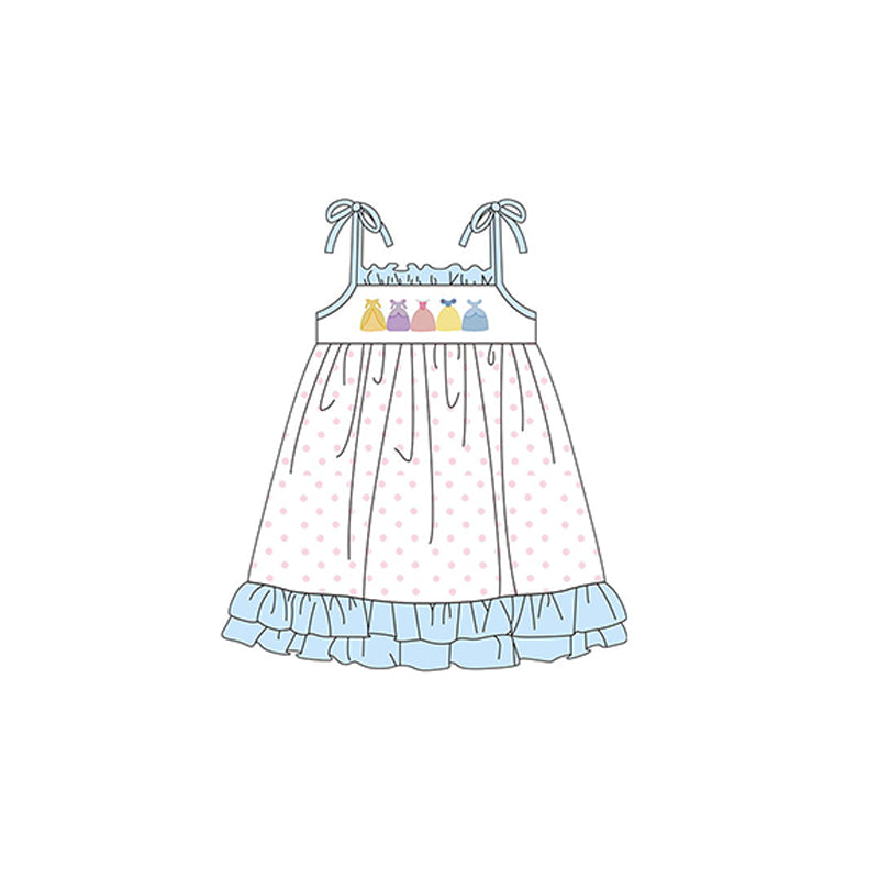 Straps polka dots princess ruffle baby girls dress
