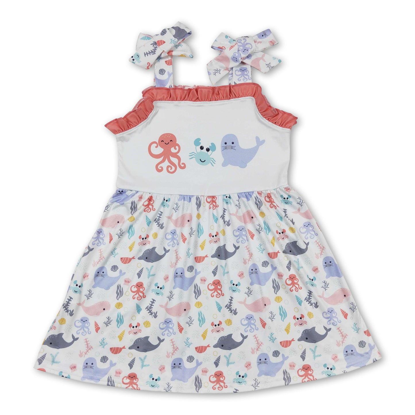 Straps Octopus crab summer baby girls dresses