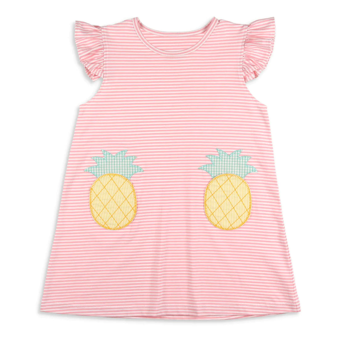 Flutter sleeves stripe pineapple baby girls summer dress