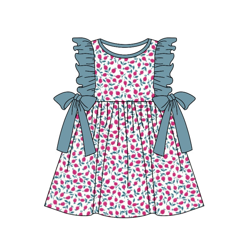 Flutter sleeves hot pink floral baby girls spring dresses