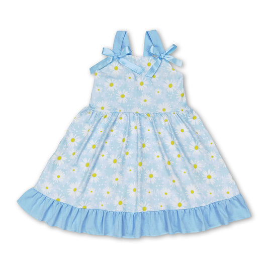 Light blue daisy baby girls spring summer dresses