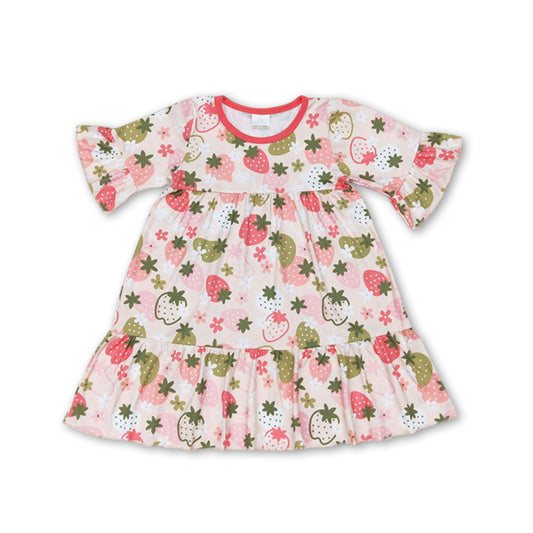 Short sleeves strawberry baby girls dresses