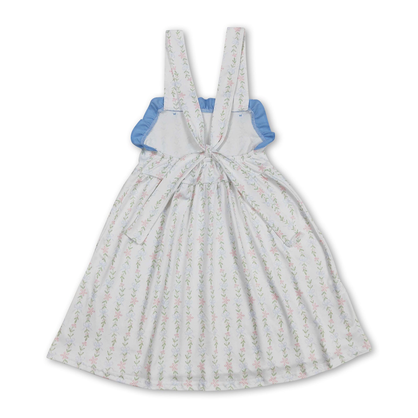 Straps ruffle floral baby girls summer dresses