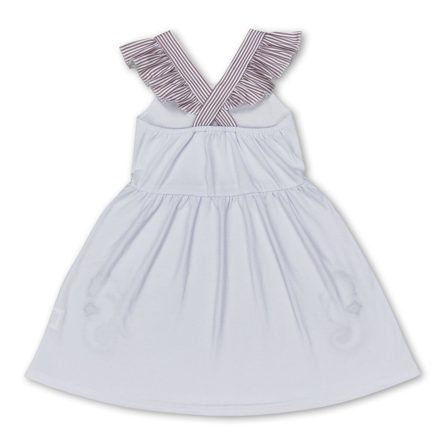 Stripe flutter sleeves seahorse baby girls summer dress