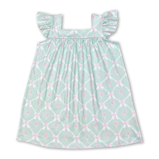 Flutter sleeves mint floral baby girls summer dress