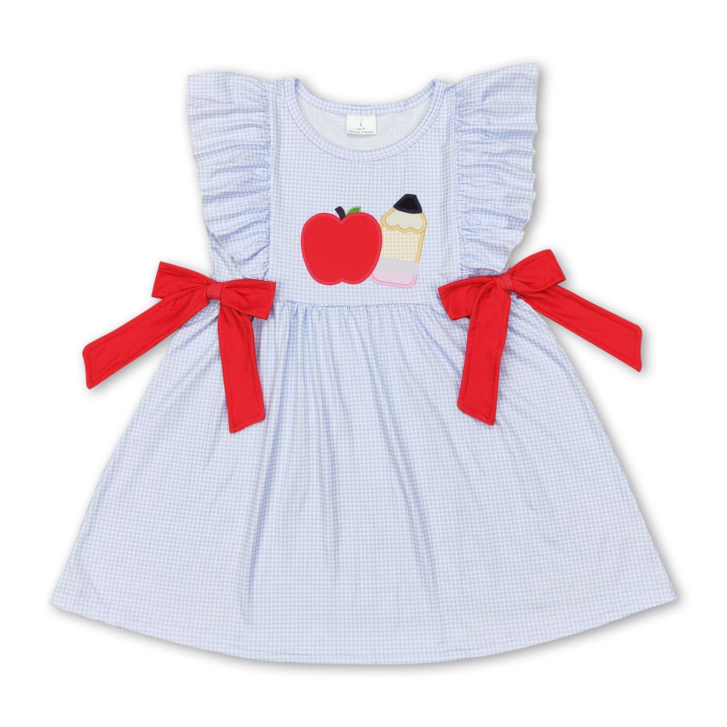 Flutter sleeves apple pencil girls back to school dress