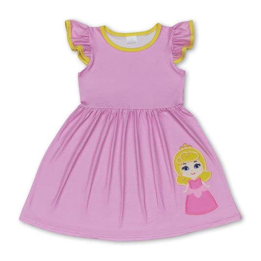 Flutter sleeves pink princess baby girls dresses