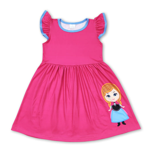 Flutter sleeves hot pink princess baby girls dresses