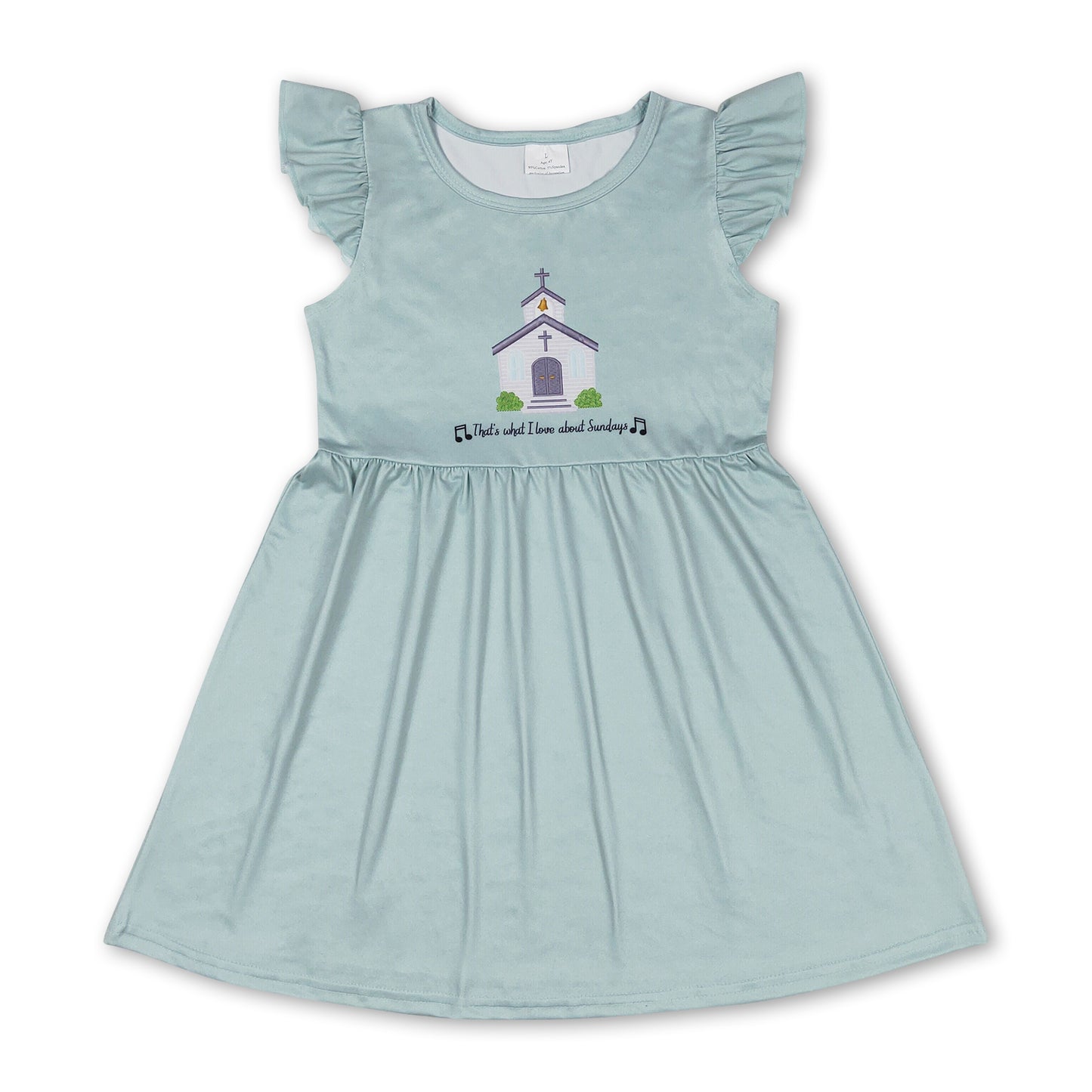 Flutter sleeves church cross kids girls dresses