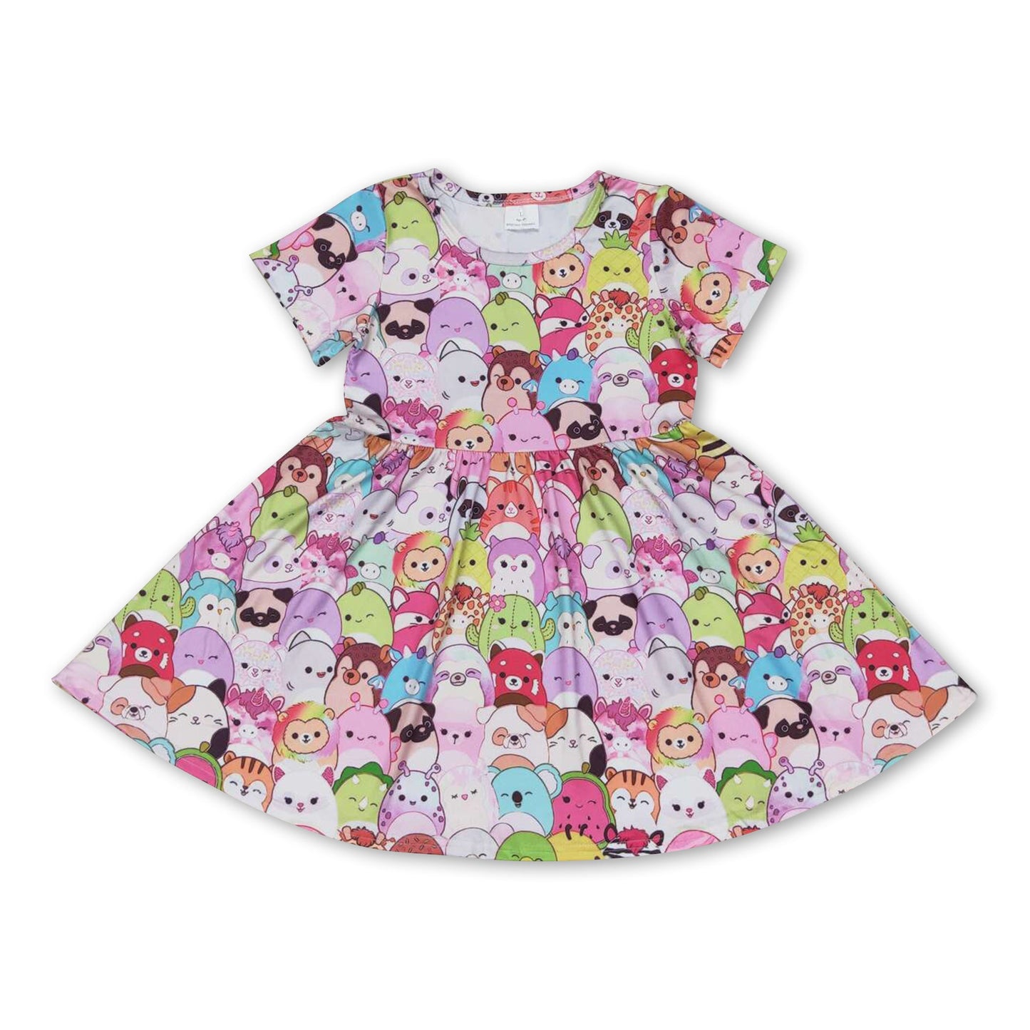 Short sleeves animals kids girls summer dresses