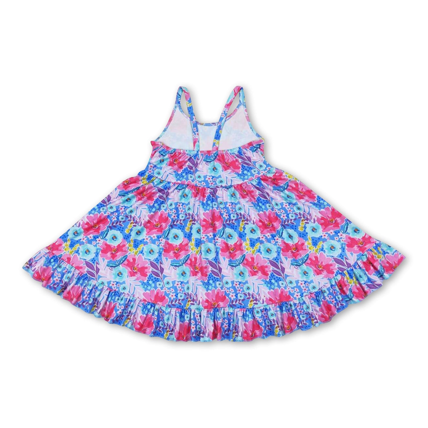 Straps floral ruffle baby girls summer dresses