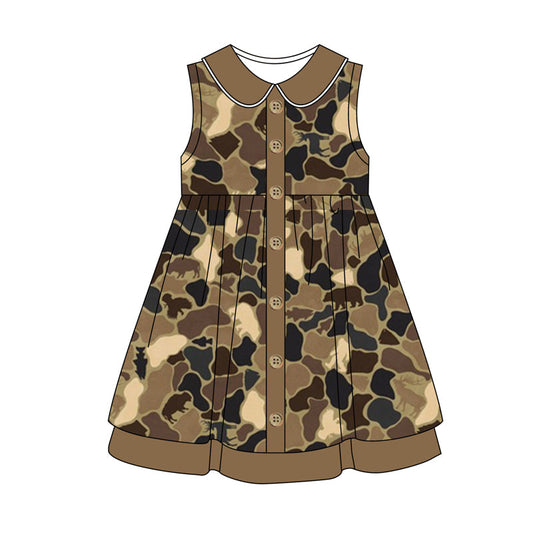 Sleeveless camo deer duck kids girls dresses