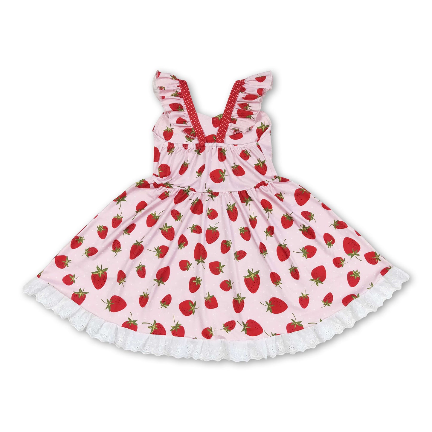 Flutter sleeves strawberry kids girls dresses