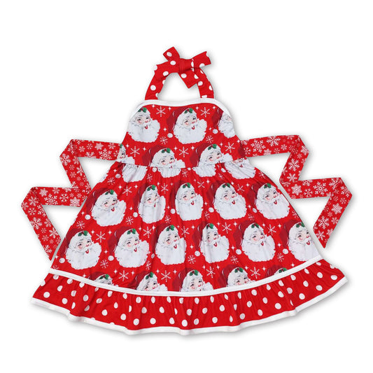 Santa snowflake ruffle baby girls Christmas halter dresses