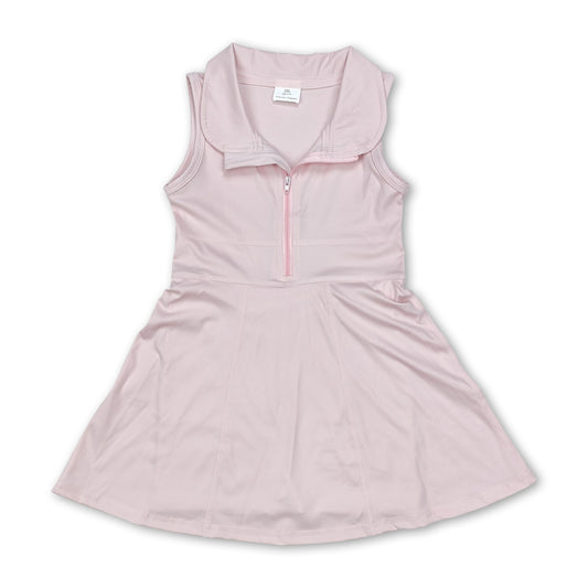 Pink sleeveless zipper athletic dress with shorts