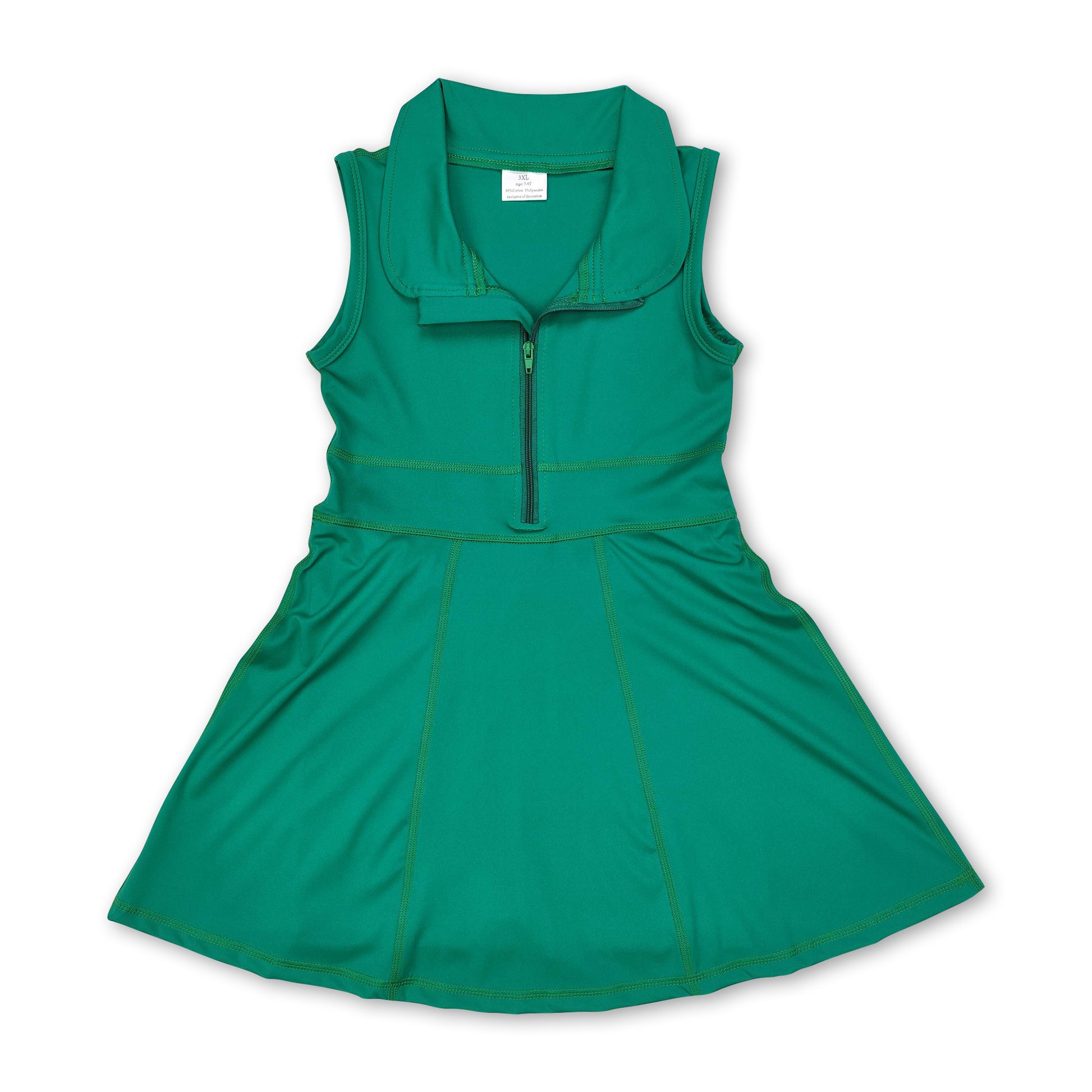 Green sleeveless zipper athletic dress with shorts Western Kids Clothes Green sleeveless zipper athletic dress with shorts Western Kids Clothes