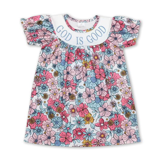 God is good short sleeves floral baby girls dresses