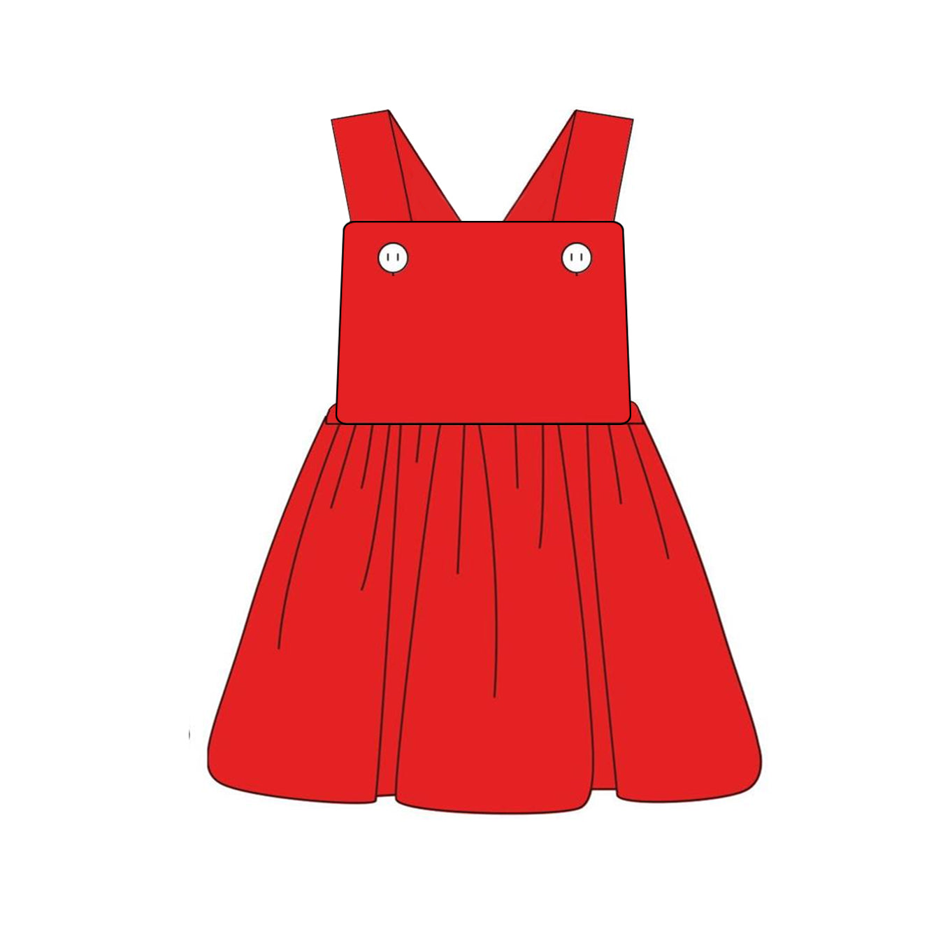 Red cotton kids girls Christmas suspender dress