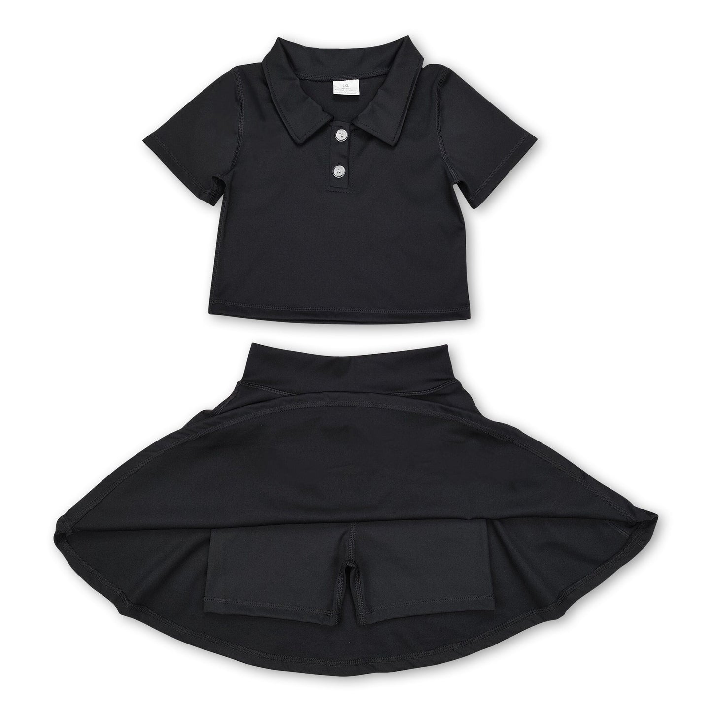 Back polo shirt skirt girls active wear set