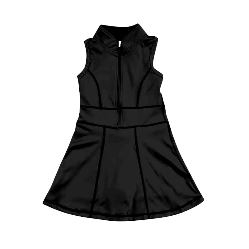 Black sleeveless zipper athletic dress with shorts