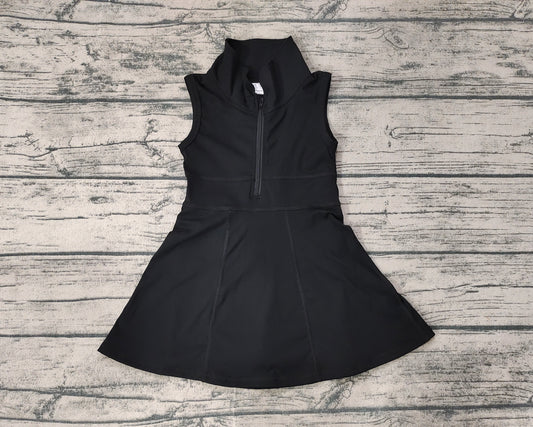 Black sleeveless zipper athletic dress with shorts