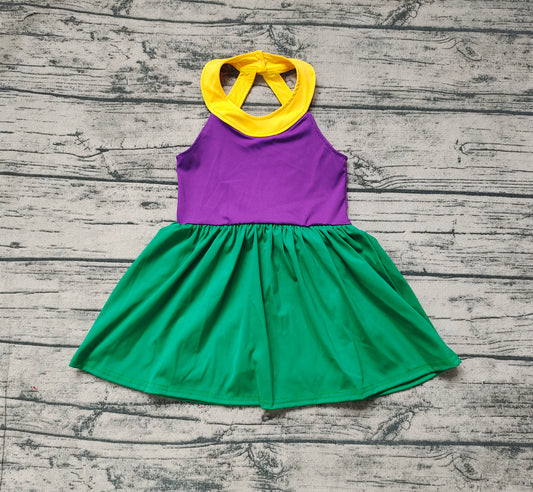 Yellow purple green girls mardi gras athletic dress