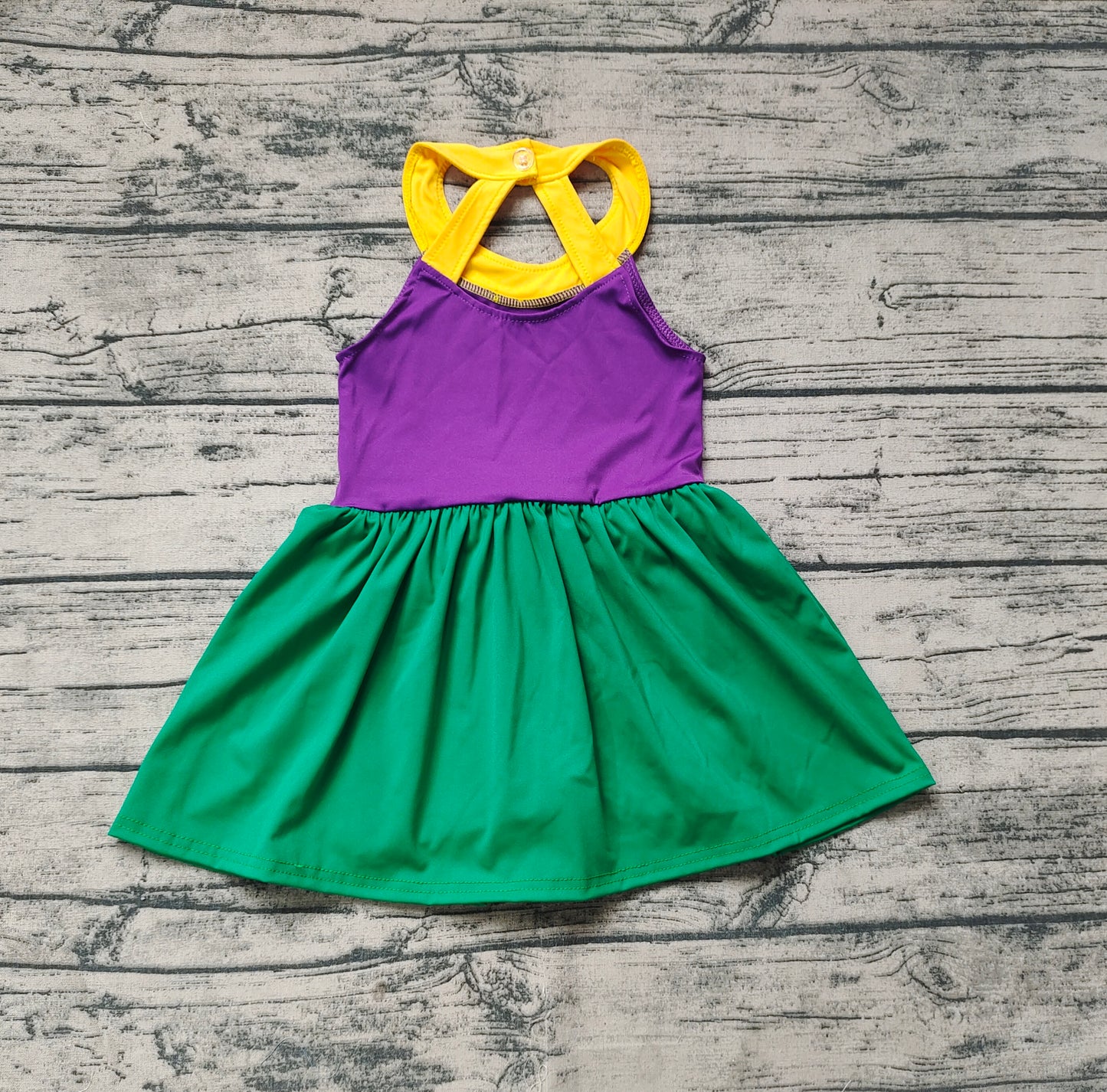 Yellow purple green girls mardi gras athletic dress