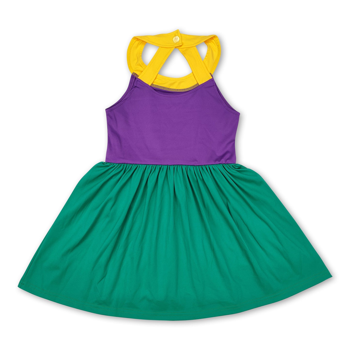 Yellow purple green girls mardi gras athletic dress