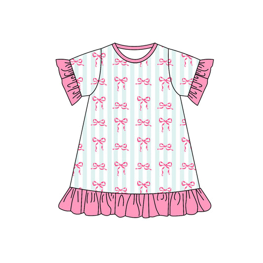 Pink ruffle stripe baby girls night dresses