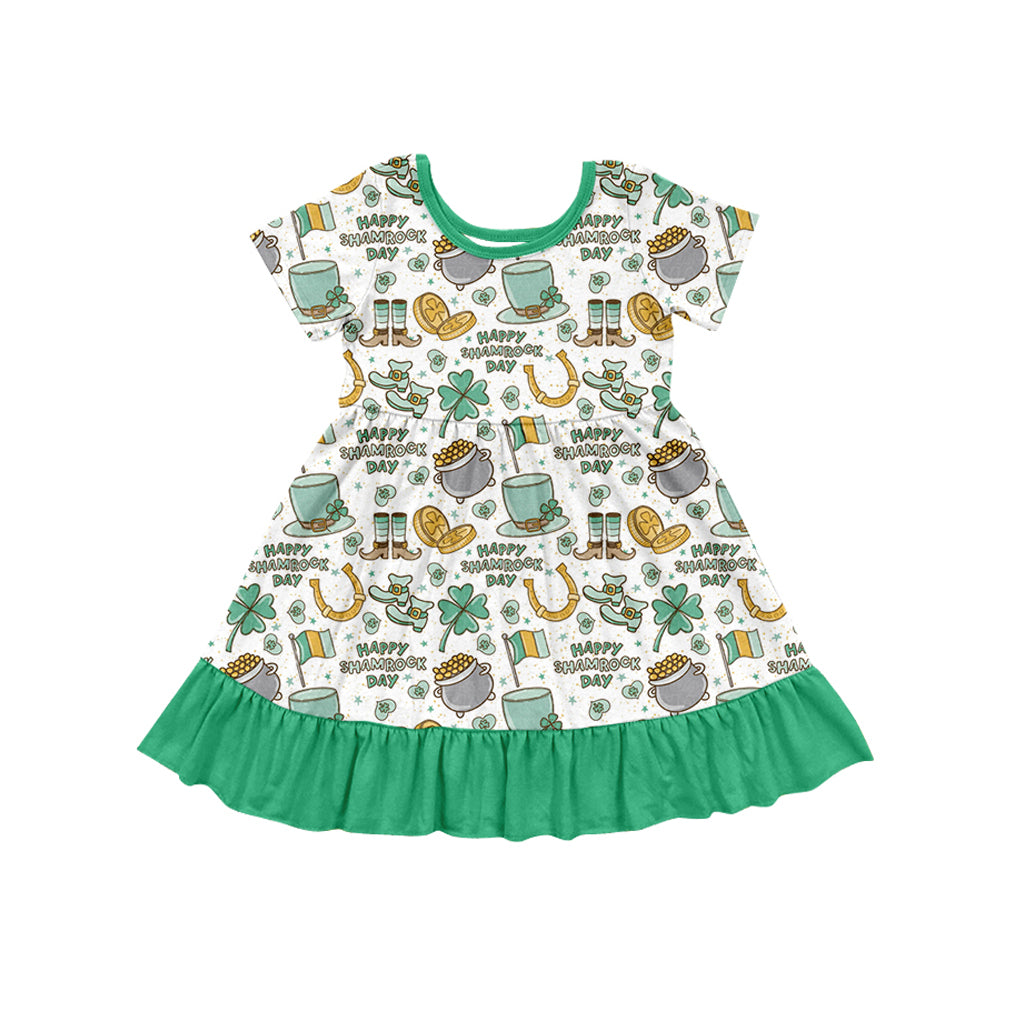 Happy shamrock day short sleeves girls St Patrick's dress