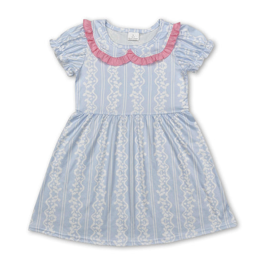 Short sleeves light blue baby girls summer dresses