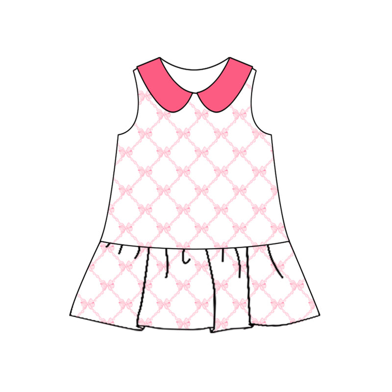 Sleeveless pink bow baby girls dresses