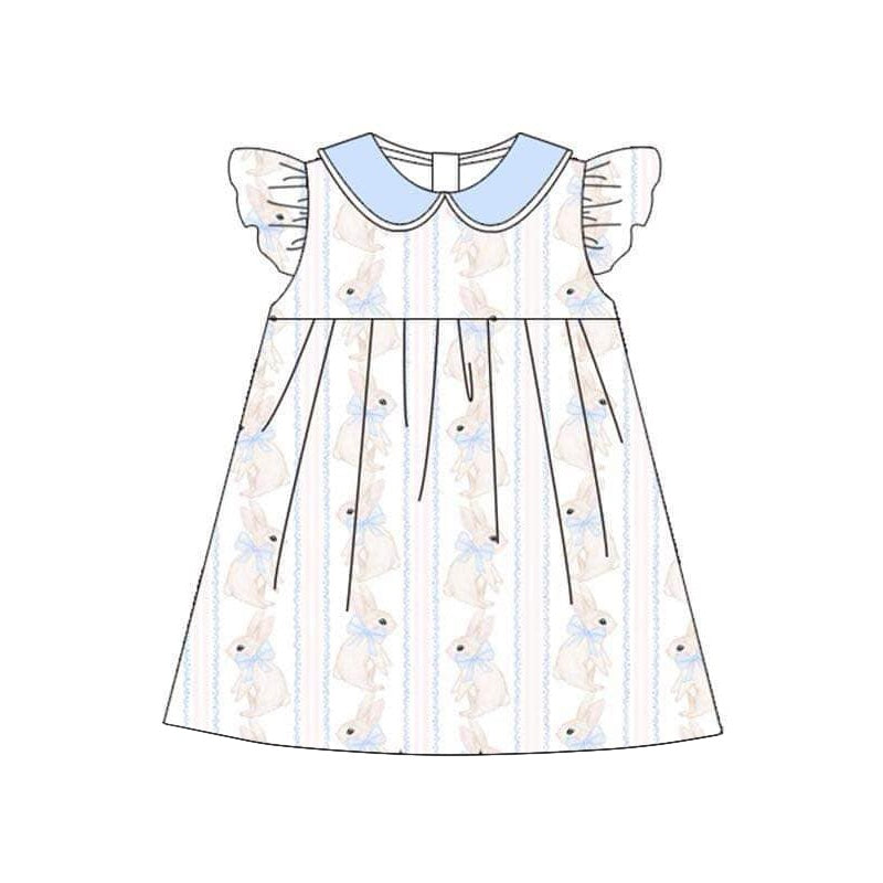 Flutter sleeves bunny bow baby girls Easter dress