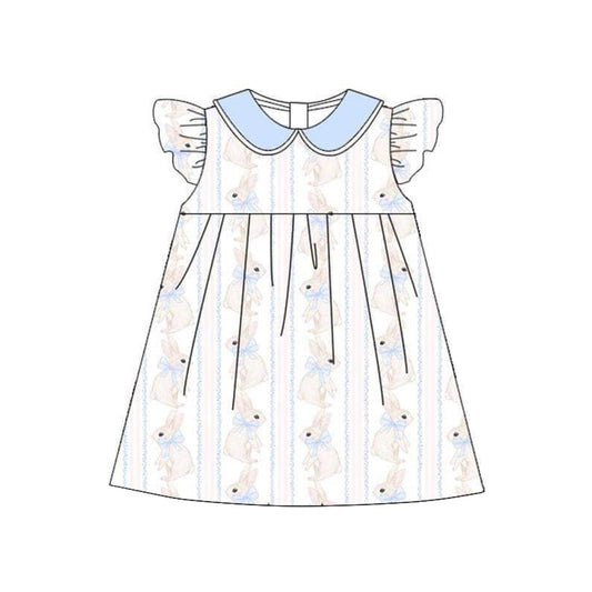 Flutter sleeves bunny bow baby girls Easter dress