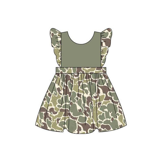 Flutter sleeves camo kids girls dresses