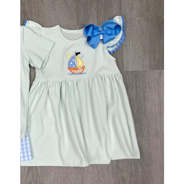 Flutter sleeves boat kids girls summer dresses