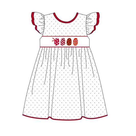 Flutter sleeves polka dots bunny eggs kids girls Easter dress