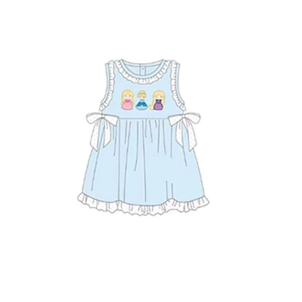 Sleeveless aqua princess baby girls ruffle dresses