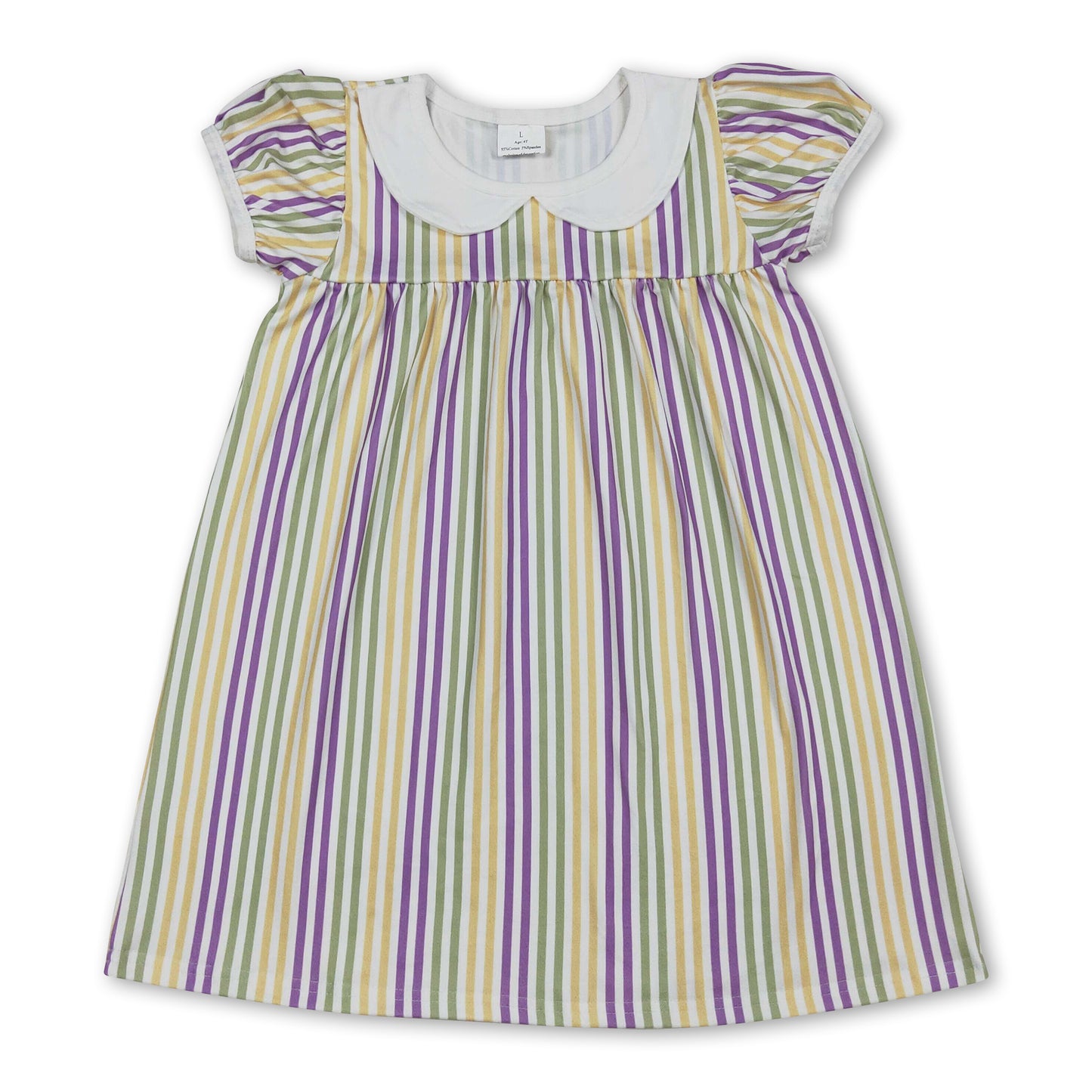 Yellow green purple stripe girls Mardi Gras dresses