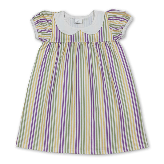 Yellow green purple stripe girls Mardi Gras dresses