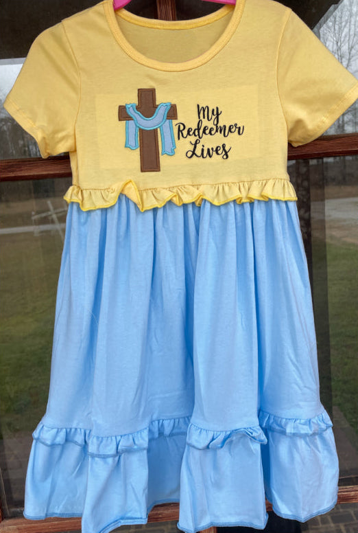 Yellow short sleeves my redeemer lives girls dresses