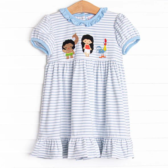 Short sleeves stripe chicken baby girls dresses