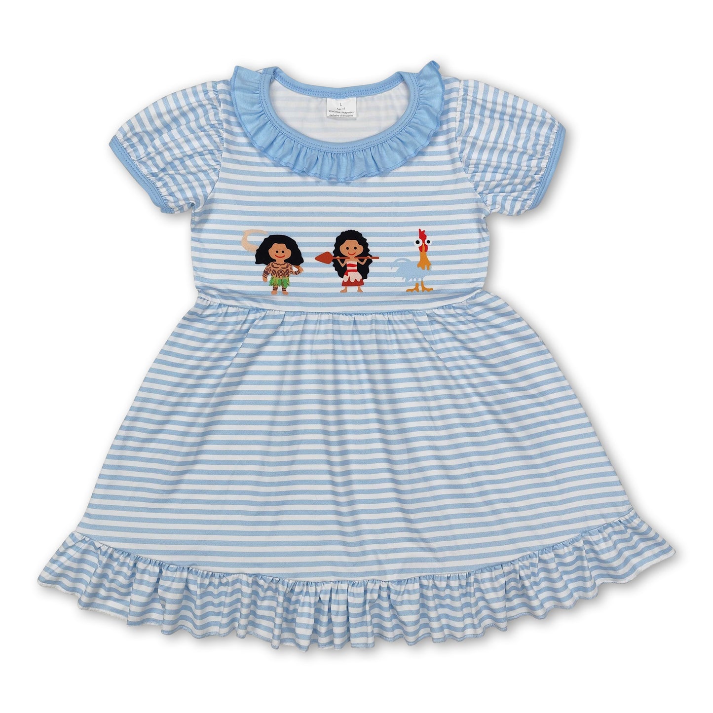 Short sleeves stripe chicken baby girls dresses