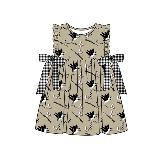 Black plaid bow duck kids girls spring summer dresses