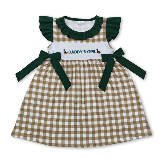 Green ruffle daddy's duck plaid baby girls dresses